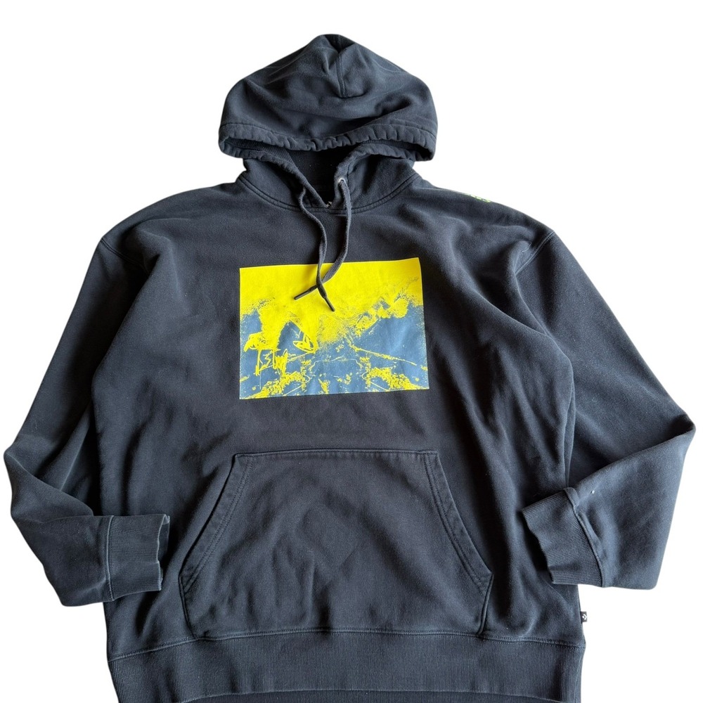 Converse Hoodie Mountain Club Graphic Black Yellow Streetwear Gorpcore Sz L